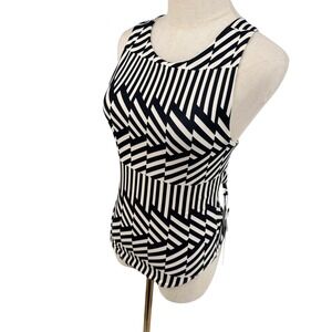 Small Geometric Minimalist Monochrome Festival Striped Crisscross Back Bodysuit